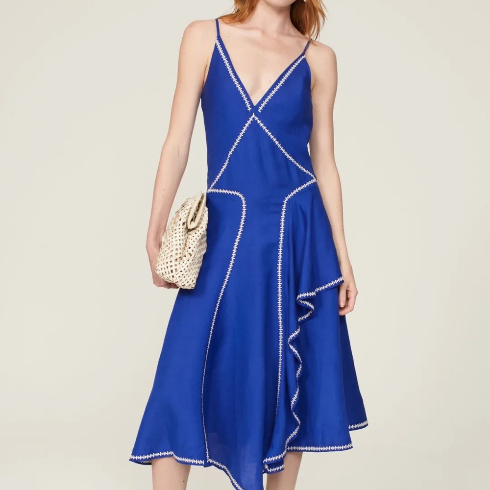 Esteban Cortazar Blue Midi Dress